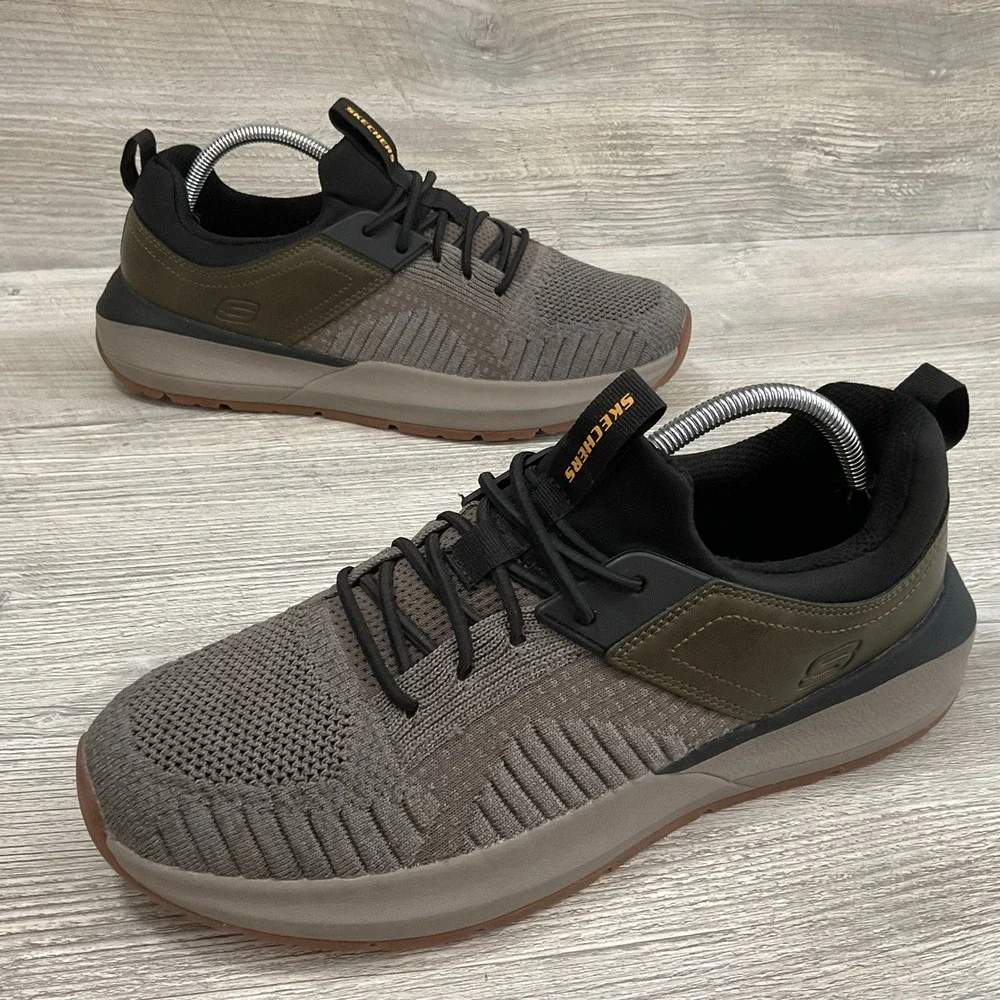 Skechers Neville Calhan Mens 9.5 Olive Black Athletic Running Sneakers 210501